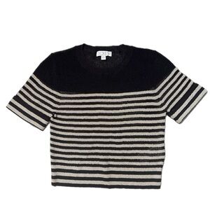 J. Crew Cotton Blend Gauze Sweater Tee In Metallic Stripe Black Moroccan Sand S